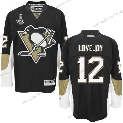 Miesten Nuoret Pittsburgh Penguins #12 Ben Lovejoy Musta Kotiottelupaita 2017 Stanley Cup NHL Finals Patch Paita