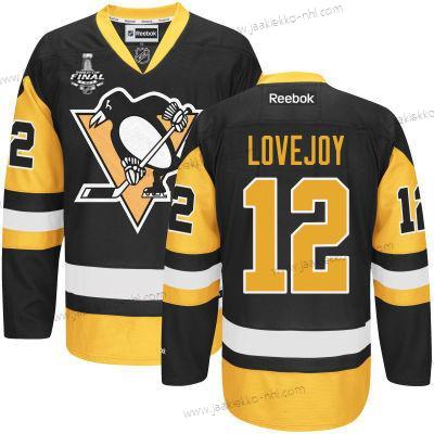 Miesten Nuoret Pittsburgh Penguins #12 Ben Lovejoy Musta With Kulta 2017 Stanley Cup NHL Finals Patch Paita