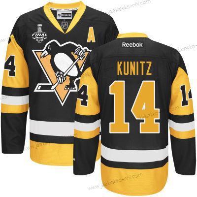 Miesten Nuoret Pittsburgh Penguins #14 Chris Kunitz Musta With Kulta 2017 Stanley Cup NHL Finals A Patch Paita