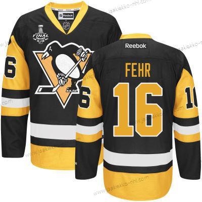 Miesten Nuoret Pittsburgh Penguins #16 Eric Fehr Musta With Kulta 2017 Stanley Cup NHL Finals Patch Paita