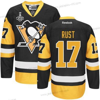 Miesten Nuoret Pittsburgh Penguins #17 Bryan Rust Musta With Kulta 2017 Stanley Cup NHL Finals Patch Paita