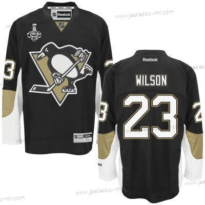 Miesten Nuoret Pittsburgh Penguins #23 Scott Wilson Musta Kotiottelupaita 2017 Stanley Cup NHL Finals Patch Paita