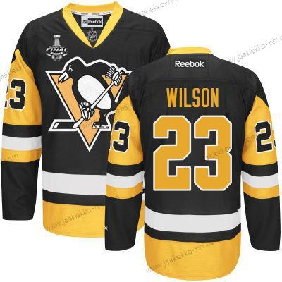 Miesten Nuoret Pittsburgh Penguins #23 Scott Wilson Musta With Kulta 2017 Stanley Cup NHL Finals Patch Paita