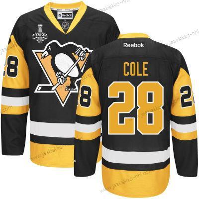 Miesten Nuoret Pittsburgh Penguins #28 Ian Cole Musta With Kulta 2017 Stanley Cup NHL Finals Patch Paita