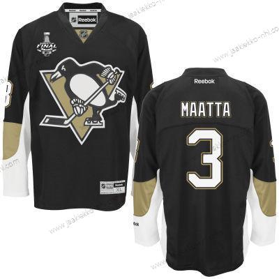 Miesten Nuoret Pittsburgh Penguins #3 Olli Maatta Musta Kotiottelupaita 2017 Stanley Cup NHL Finals Patch Paita