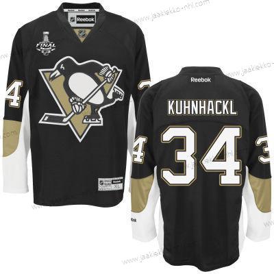 Miesten Nuoret Pittsburgh Penguins #34 Tom Kuhnhackl Musta Kotiottelupaita 2017 Stanley Cup NHL Finals Patch Paita