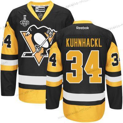 Miesten Nuoret Pittsburgh Penguins #34 Tom Kuhnhackl Musta With Kulta 2017 Stanley Cup NHL Finals Patch Paita