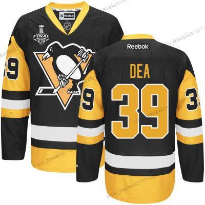 Miesten Nuoret Pittsburgh Penguins #39 Jean-Sebastien Dea Musta With Kulta 2017 Stanley Cup NHL Finals Patch Paita