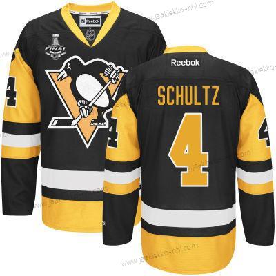 Miesten Nuoret Pittsburgh Penguins #4 Justin Schultz Musta With Kulta 2017 Stanley Cup NHL Finals Patch Paita