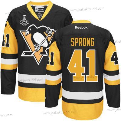 Miesten Nuoret Pittsburgh Penguins #41 Daniel Sprong Musta With Kulta 2017 Stanley Cup NHL Finals Patch Paita