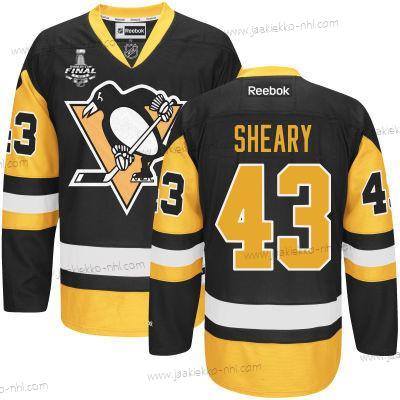 Miesten Nuoret Pittsburgh Penguins #43 Conor Sheary Musta With Kulta 2017 Stanley Cup NHL Finals Patch Paita