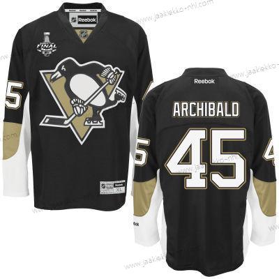 Miesten Nuoret Pittsburgh Penguins #45 Josh Archibald Musta Kotiottelupaita 2017 Stanley Cup NHL Finals Patch Paita