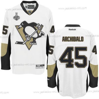 Miesten Nuoret Pittsburgh Penguins #45 Josh Archibald Valkoinen Kolmas paita 2017 Stanley Cup NHL Finals Patch Paita