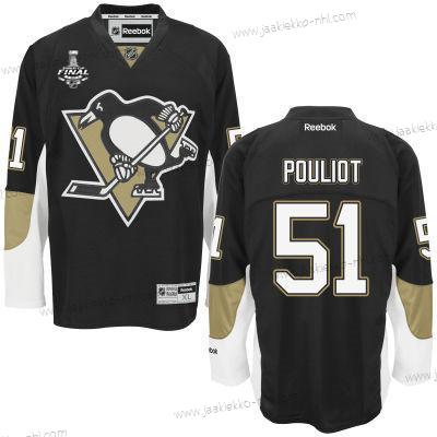 Miesten Nuoret Pittsburgh Penguins #51 Derrick Pouliot Musta Kotiottelupaita 2017 Stanley Cup NHL Finals Patch Paita