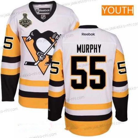 Miesten Nuoret Pittsburgh Penguins #55 Larry Murphy Valkoinen Vieraspaita 2017 Stanley Cup Finals Patch Ommeltu NHL Reebok Jääkiekko Paita