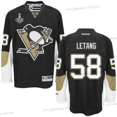 Miesten Nuoret Pittsburgh Penguins #58 Kris Letang Musta Kotiottelupaita 2017 Stanley Cup NHL Finals Patch Paita