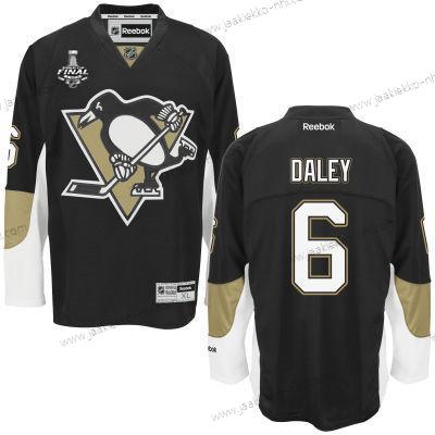 Miesten Nuoret Pittsburgh Penguins #6 Trevor Daley Musta Kotiottelupaita 2017 Stanley Cup NHL Finals Patch Paita