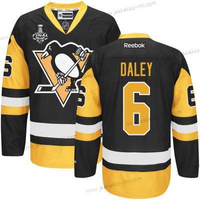 Miesten Nuoret Pittsburgh Penguins #6 Trevor Daley Musta With Kulta 2017 Stanley Cup NHL Finals Patch Paita