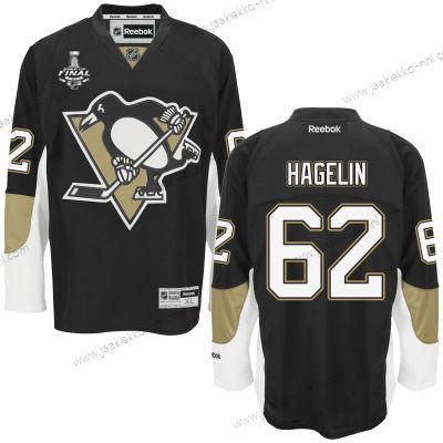 Miesten Nuoret Pittsburgh Penguins #62 Carl Hagelin Musta Kotiottelupaita 2017 Stanley Cup NHL Finals Patch Paita