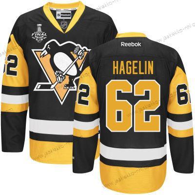 Miesten Nuoret Pittsburgh Penguins #62 Carl Hagelin Musta With Kulta 2017 Stanley Cup NHL Finals Patch Paita