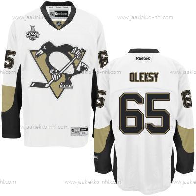 Miesten Nuoret Pittsburgh Penguins #65 Steve Oleksy Valkoinen Kolmas paita 2017 Stanley Cup NHL Finals Patch Paita