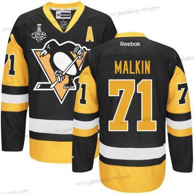 Miesten Nuoret Pittsburgh Penguins #71 Evgeni Malkin Musta With Kulta 2017 Stanley Cup NHL Finals A Patch Paita