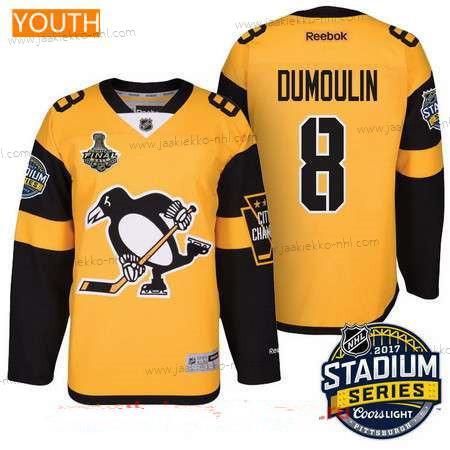 Miesten Nuoret Pittsburgh Penguins #8 Brian Dumoulin Keltainen Stadium Series 2017 Stanley Cup Finals Patch Ommeltu NHL Reebok Jääkiekko Paita