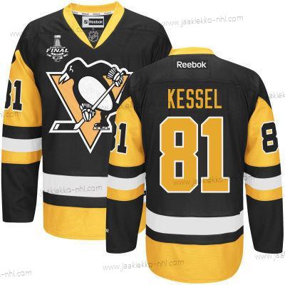 Miesten Nuoret Pittsburgh Penguins #81 Phil Kessel Musta With Kulta 2017 Stanley Cup NHL Finals Patch Paita