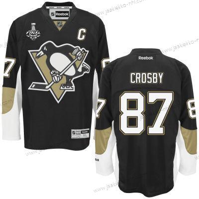 Miesten Nuoret Pittsburgh Penguins #87 Sidney Crosby Musta Kotiottelupaita 2017 Stanley Cup NHL Finals C Patch Paita