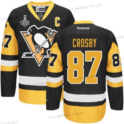 Miesten Nuoret Pittsburgh Penguins #87 Sidney Crosby Musta With Kulta 2017 Stanley Cup NHL Finals C Patch Paita