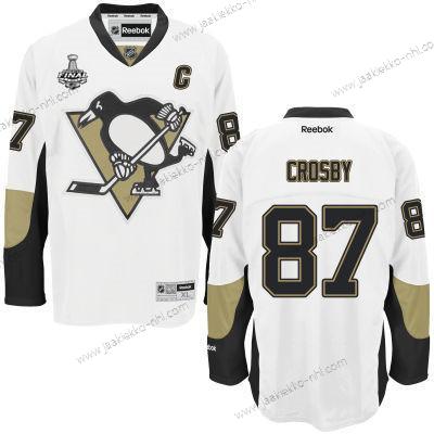 Miesten Nuoret Pittsburgh Penguins #87 Sidney Crosby Valkoinen Kolmas paita 2017 Stanley Cup NHL Finals C Patch Paita