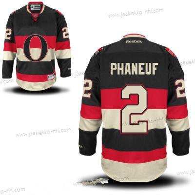 Miesten Ottawa Senators #2 Dion Phaneuf Musta Vieraspaita Reebok Jääkiekko Ommeltu NHL Paita