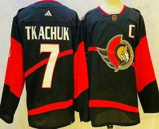 Miesten Ottawa Senators #7 Brady Tkachuk Musta 2022 Käänteinen Retro Aito Paita