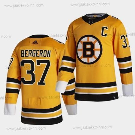 Miesten Patrice Bergeron #37 With C Patch Boston Bruins 2021 Käänteinen Retro Special Edition Keltainen Paita