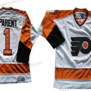 Miesten Philadelphia Flyers #1 Bernie Parent Valkoinen Retro CCM Paita