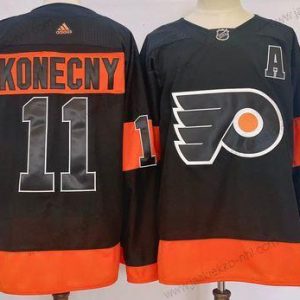 Miesten Philadelphia Flyers #11 Travis Konecny Musta Vaihtopaita Aito Paita