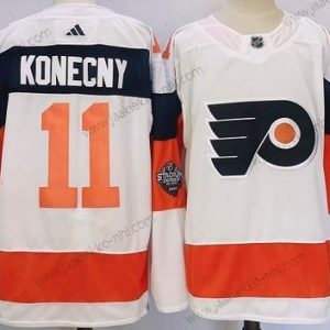 Miesten Philadelphia Flyers #11 Travis Konecny Valkoinen 2024 Stadium Series Ommeltu Paita