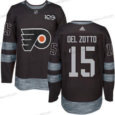 Miesten Philadelphia Flyers #15 Michael Del Zotto Musta 1917-2017 100th Vuosipäivä Ommeltu NHL Paita