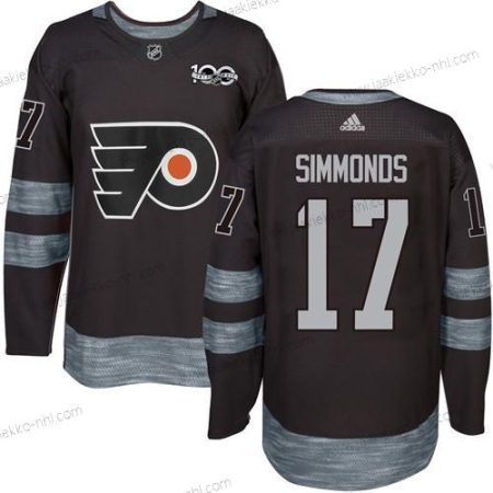 Miesten Philadelphia Flyers #17 Wayne Simmonds Musta 1917-2017 100th Vuosipäivä Ommeltu NHL Paita