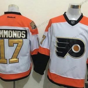 Miesten Philadelphia Flyers #17 Wayne Simmonds Valkoinen 50Th Vuosipäivä Kulta Ommeltu NHL Reebok Jääkiekko Paita