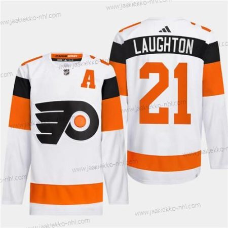 Miesten Philadelphia Flyers #21 Scott Laughton Valkoinen 2024 Stadium Series Ommeltu Paita