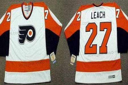 Miesten Philadelphia Flyers #27 Reggie Leach 1974 CCM Vintage Oranssi Valkoinen Musta Kotiottelupaita NHL Paita