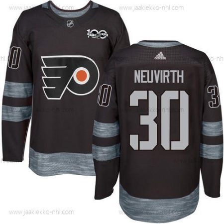 Miesten Philadelphia Flyers #30 Michal Neuvirth Musta 1917-2017 100th Vuosipäivä Ommeltu NHL Paita