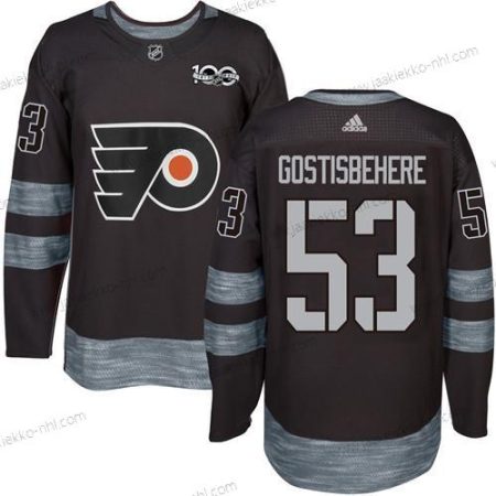 Miesten Philadelphia Flyers #53 Shayne Gostisbehere Musta 1917-2017 100th Vuosipäivä Ommeltu NHL Paita