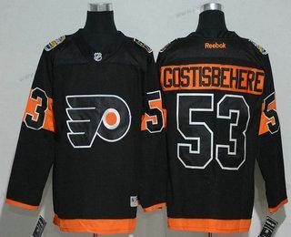 Miesten Philadelphia Flyers #53 Shayne Gostisbehere Musta 2017 Stadium Series Ommeltu NHL Reebok Jääkiekko Paita