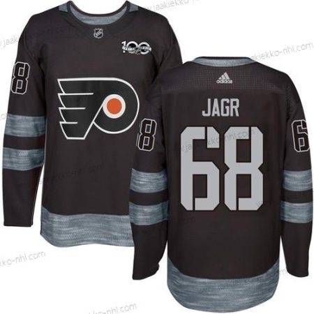 Miesten Philadelphia Flyers #68 Jaromir Jagr Musta 1917-2017 100th Vuosipäivä Ommeltu NHL Paita