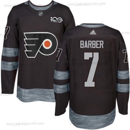 Miesten Philadelphia Flyers #7 Bill Barber Musta 1917-2017 100th Vuosipäivä Ommeltu NHL Paita