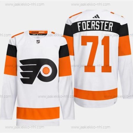 Miesten Philadelphia Flyers #71 Tyson Foerster Valkoinen 2024 Stadium Series Ommeltu Paita