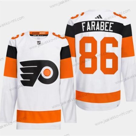 Miesten Philadelphia Flyers #86 Joel Farabee Valkoinen 2024 Stadium Series Ommeltu Paita