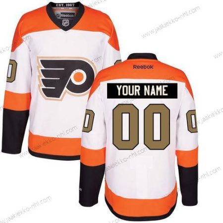 Miesten Philadelphia Flyers Mukautettu Valkoinen Vieraspaita 50Th Kulta Ommeltu NHL Reebok Jääkiekko Paita